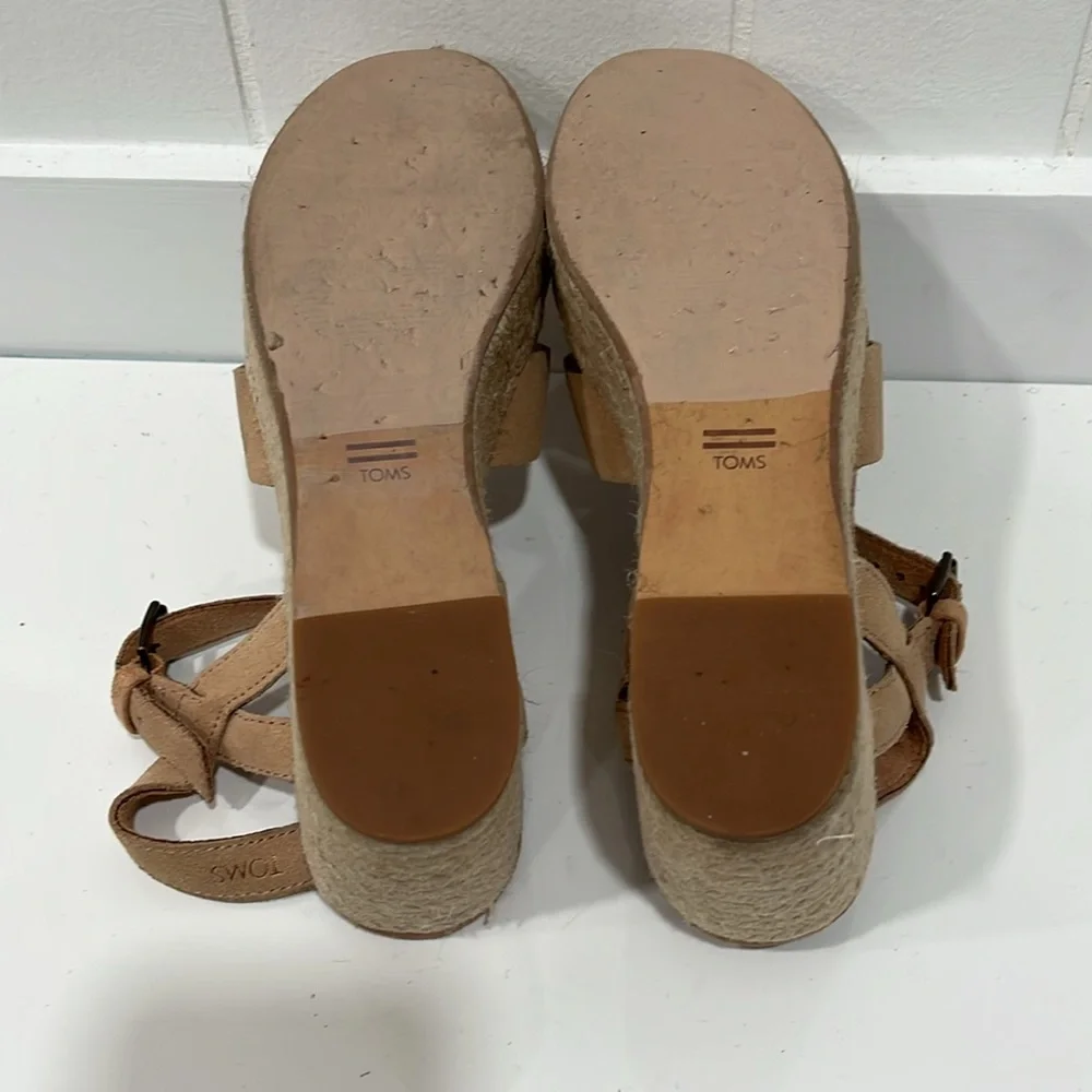 Toms Tan Platform Shoes with Crisscross Straps